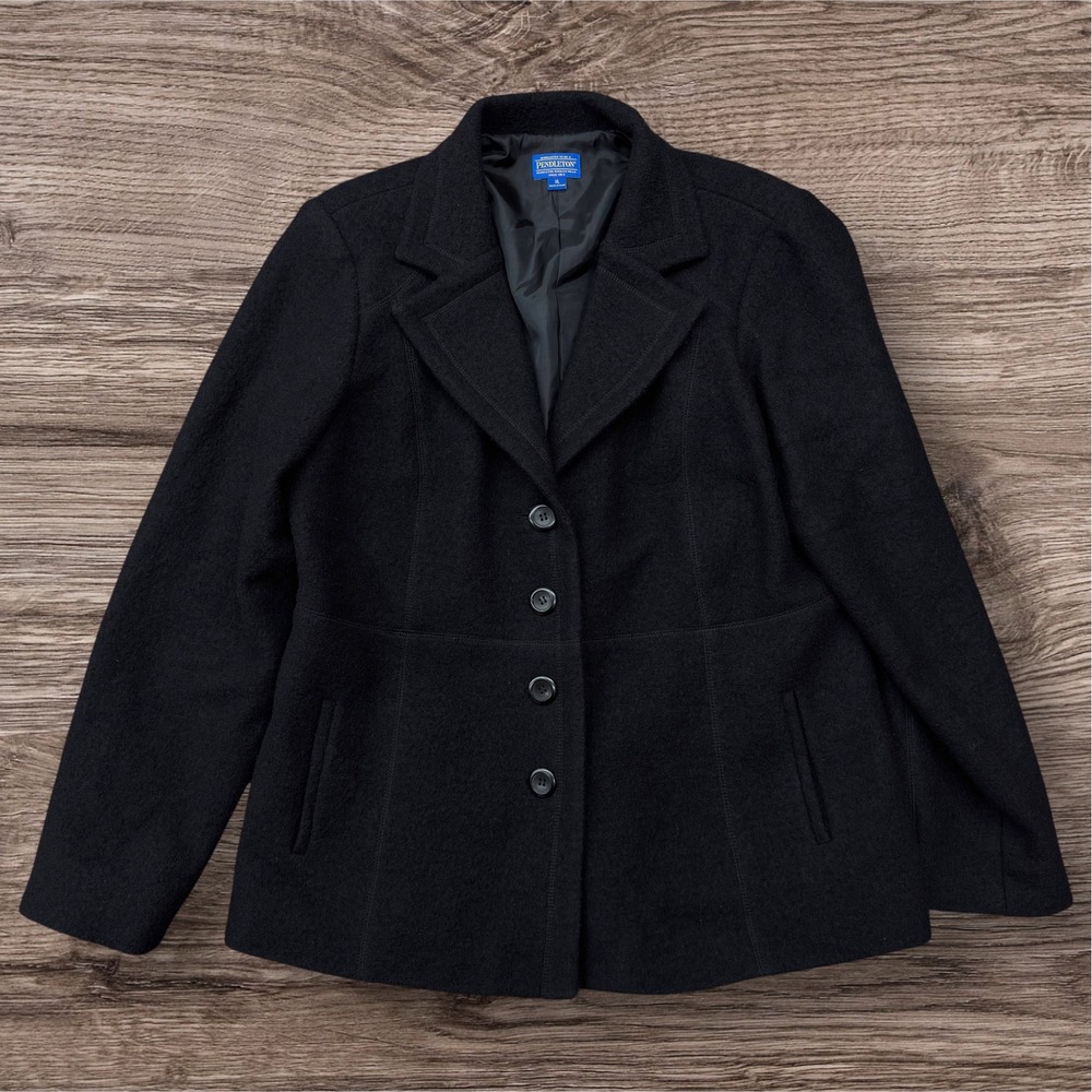 Pendleton 100% Merino Wool Pea Coat Womens XL Black  Jacket‎ TF160-60001